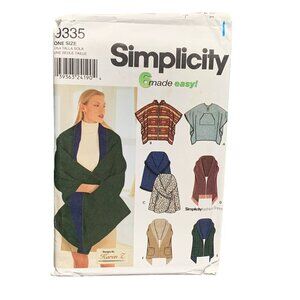 Simplicity 9335 Sewing Pattern for Womens Shawl Jackets One Size uncut